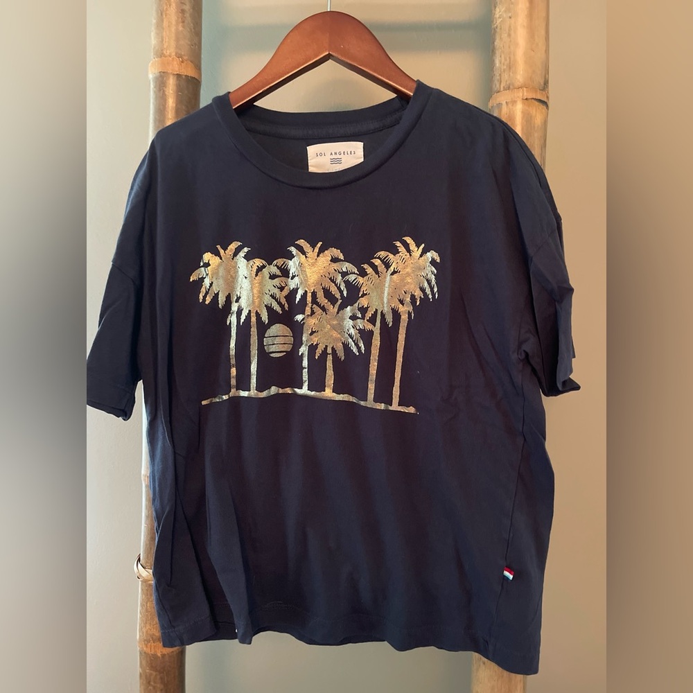 Sol Angeles Navy Tee with Gold Accents